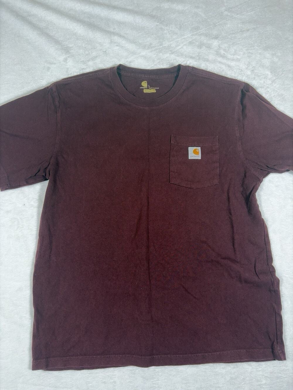 Carhartt Mens L Maroon Loose Fit Pocket T-Shirt Short Sleeve